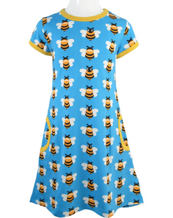 Maxomorra Dress short sleeve PICNIC BEE blue/yellow GOTS