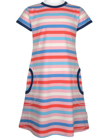 Maxomorra Dress spin short sleeve stripes Blossom pink/blue GOTS