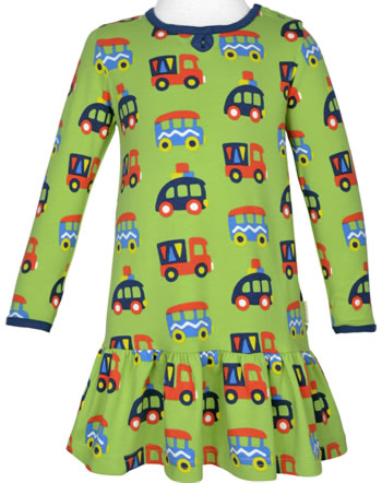 Maxomorra Dress spin long sleeve COLOURFUL CARS green/blue GOTS