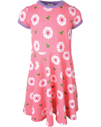 Maxomorra Dress spin short sleeve FLOWERS pink GOTS