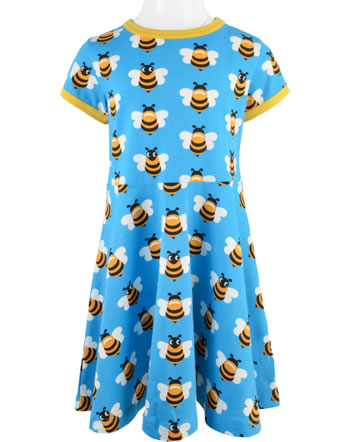 Maxomorra Dress spin short sleeve PICNIC BEE blue/yellow GOTS