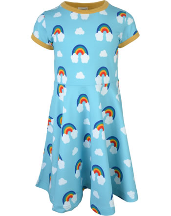 Maxomorra Dress spin short sleeve RAINBOW blue GOTS
