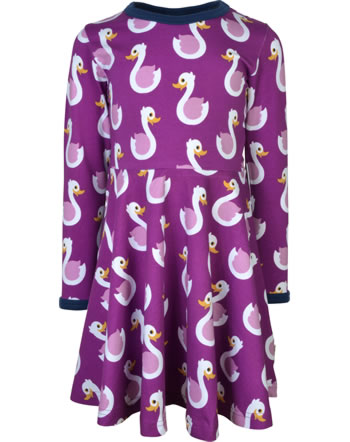 Maxomorra Dress spin long sleeve SWAN purple GOTS