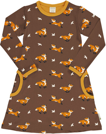 Maxomorra Kleid mit Taschen aus Baumwolle mit Füchsen FOX - Braun