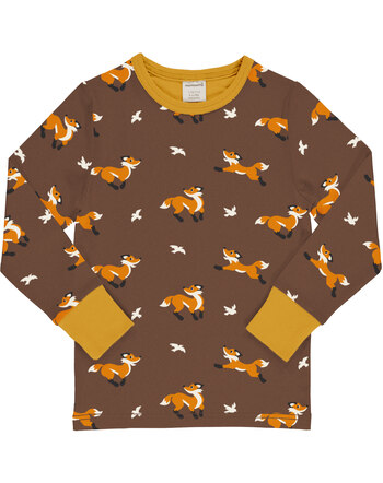 Maxomorra Langarmshirt aus Baumwolle mit Füchsen FOX - Braun
