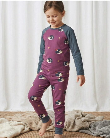Maxomorra Langes-Pyjama-Set aus Bio-Baumwolle mit Igeln - Hedgehog
