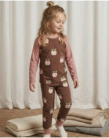Maxomorra Langes-Pyjama-Set aus Bio-Baumwolle mit Äpfeln - Apple