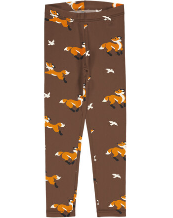 Maxomorra Leggings aus Baumwolle mit Füchsen FOX - Braun