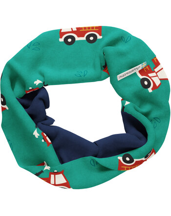 Maxomorra Loop-Schal aus Baumwolle mit Feuerwehrautos FIRE TRUCK - Grün