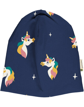 Maxomorra Mütze aus Baumwolle mit Einhörnern UNICORN - Blau