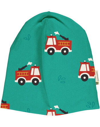 Maxomorra Mütze aus Baumwolle mit Feuerwehrauto FIRE TRUCK - Grün