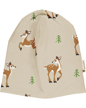Maxomorra Mütze aus Baumwolle mit Rehen FAWN - Beige