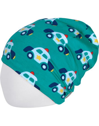 Maxomorra Mütze m. Velours-Futter POLICE CAR grün C3421-M483 GOTS
