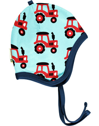 Maxomorra Baby-Mütze zum Binden TRACTOR - Türkis
