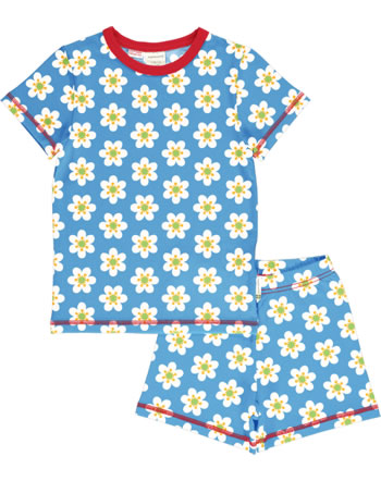 Maxomorra Pyjama kurz ANEMONE blau SU22BX06-2216 GOTS