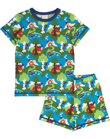 Maxomorra Pyjama set short COUNTRYSIDE green/blue