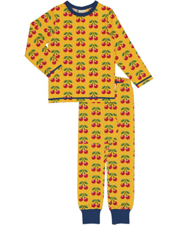 Maxomorra Pyjama set long CHERRY yellow