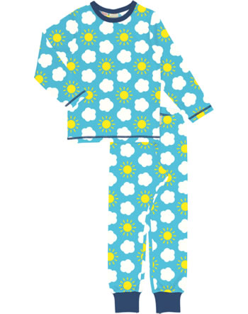 Maxomorra Pyjama set long CLASSIC SKY turquoise CA21C01-CA2117 GOTS