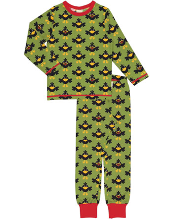 Maxomorra Pyjama lang CROW grün XA44-11A GOTS