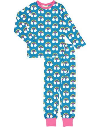 Maxomorra Pyjama set long FARM RAINBOW blue