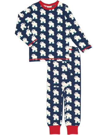 Maxomorra Pyjama lang POLAR BEAR blau XA43-11A GOTS