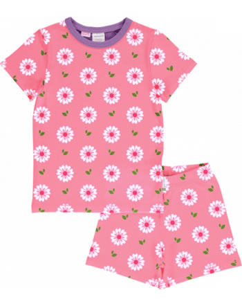 Maxomorra Pyjama set short FLOWERS pink GOTS