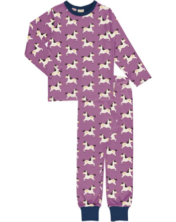 Maxomorra Pyjama Set Shirt und Hose lang HORSE lila GOTS