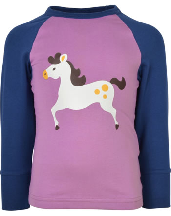 Maxomorra T-Shirt long sleeve HORSE purple GOTS