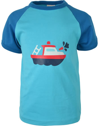 Maxomorra T-Shirt short sleeve Print FIREBOAT blue GOTS