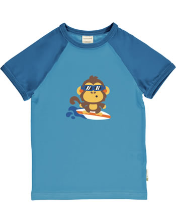 Maxomorra T-shirt manches courtes Print MONKEY bleu GOTS