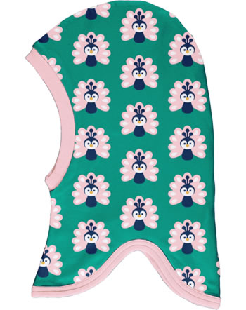 Maxomorra Schlupfmütze m. Velours-Futter PEACOCK grün/rosa C3446-M555 GOTS