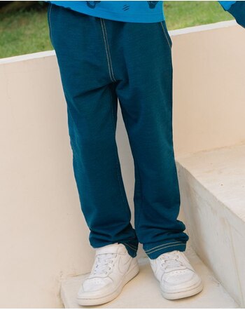 Maxomorra Sweathose mit Schnüren aus Baumwolle INDIGO WASH - Blau