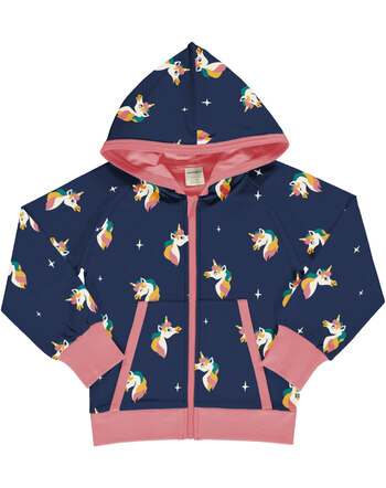 Maxomorra Sweatjacke mit Kapuze aus Baumwolle mit Einhörnern UNICORN - Blau