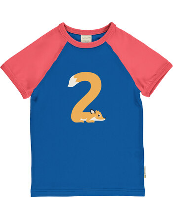 Maxomorra T-Shirt aus Baumwolle mit Zahl 2 'Fuchs' - Fox Blue