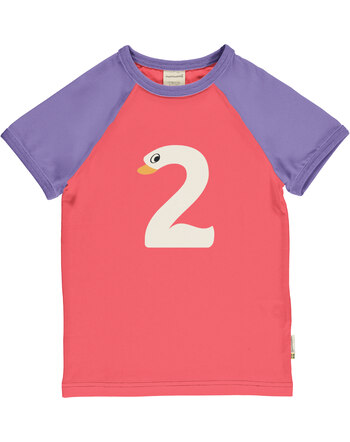 Maxomorra T-Shirt aus Baumwolle mit Zahl 2 'Schwan' - Swan Red