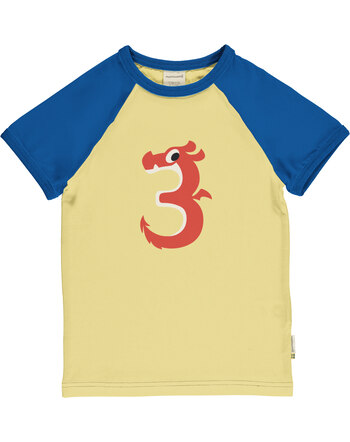 Maxomorra T-Shirt aus Baumwolle mit Zahl 3 'Drache' - Dragon Yellow