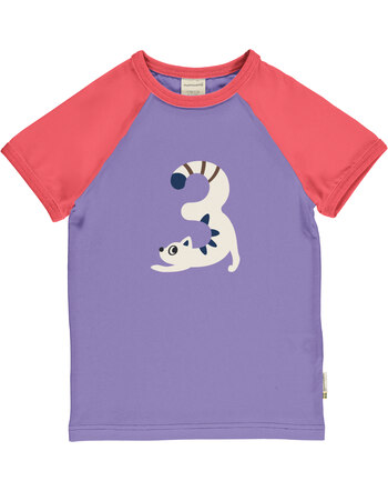 Maxomorra T-Shirt aus Baumwolle mit Zahl 3 'Katze' - Cat Purple