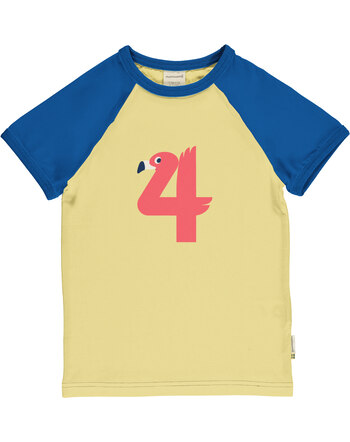 Maxomorra T-Shirt aus Baumwolle mit Zahl 4 'Flamingo' - Flamingo Yellow