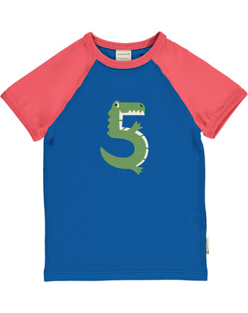 Maxomorra T-Shirt aus Baumwolle mit Zahl 5 'Krokodil' - Crocodile Blue