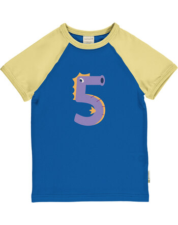 Maxomorra T-Shirt aus Baumwolle mit Zahl 5 'Seepferdchen' - Seahorse Blue