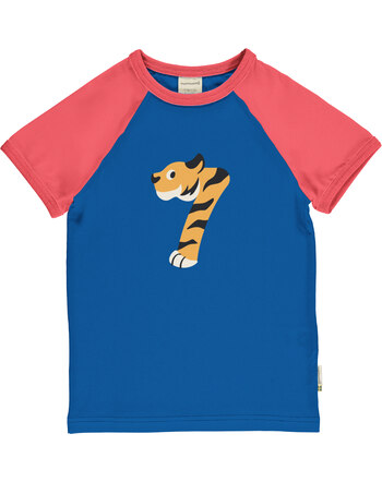 Maxomorra T-Shirt aus Baumwolle mit Zahl 7 'Tiger' - Tiger Blue