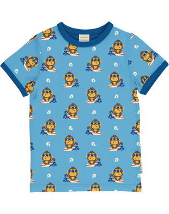 Maxomorra T-Shirt short sleeve MONKEY blue GOTS