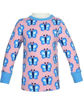 Maxomorra T-Shirt Langarm BLUEWING BUTTERFLY rosa GOTS