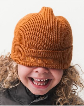 Mini A Ture Wollmütze/Beanie 'Matboje' mit Fleecefutter - Leather Brown