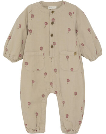 Minymo Cordanzug mit Blumenmuster aus Bio-Baumwolle - Oxford Tan