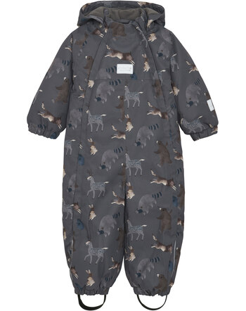 Minymo Schneeanzug mit Tierprint - Dark Gull Grey
