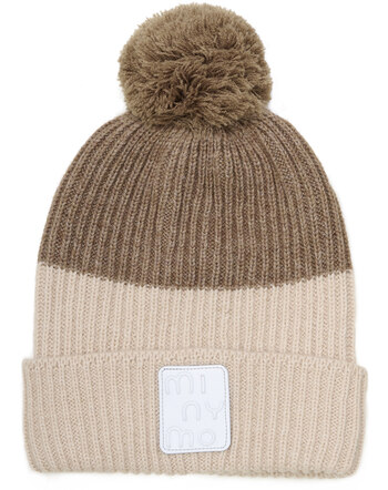 Minymo Strickmütze mit Bommel und Reflektor - Caribou