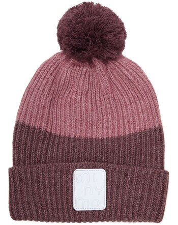 Minymo Strickmütze mit Bommel und Reflektor - Catawba Grape