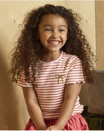 Minymo T-Shirt aus Bio-Baumwolle mit Schleifen-Print - Spiced Coral 🎀