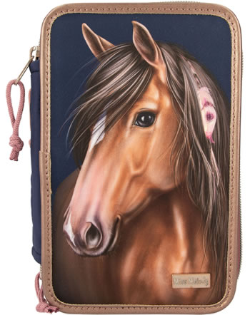Miss Melody 3 compartment pencil case with quilt NIGHT HORSES 12510/A